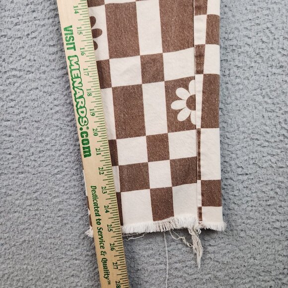 Pacsun Jeans Womens 25 High Rise Straight Leg Eco Flower Plaid Button Fly Frayed - Picture 8 of 13